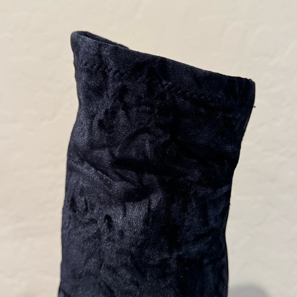 Italian Patent Leather and Velveteen Over The Knee Sock Boots - Picture 9 of 16